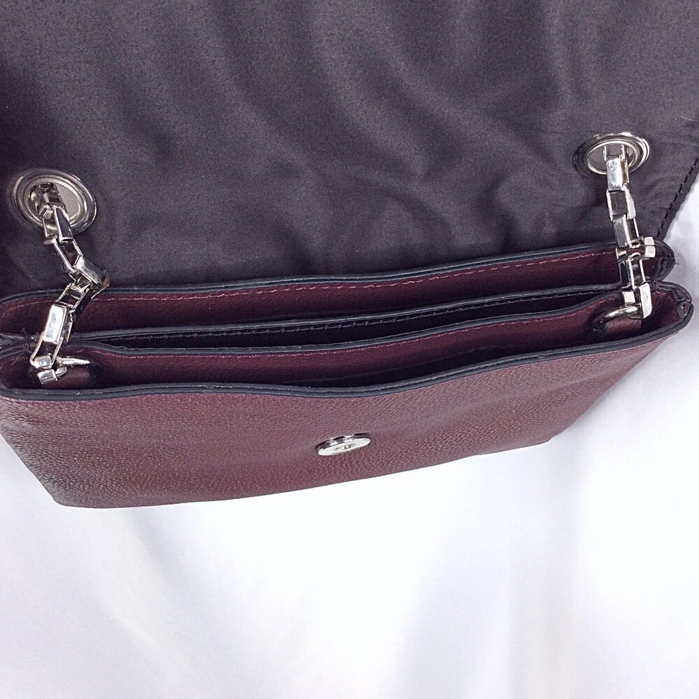Tahari Soft Burgundy Pebbled Leather Small Crossbody Shoulder Bag Purse - Picture 8 of 10